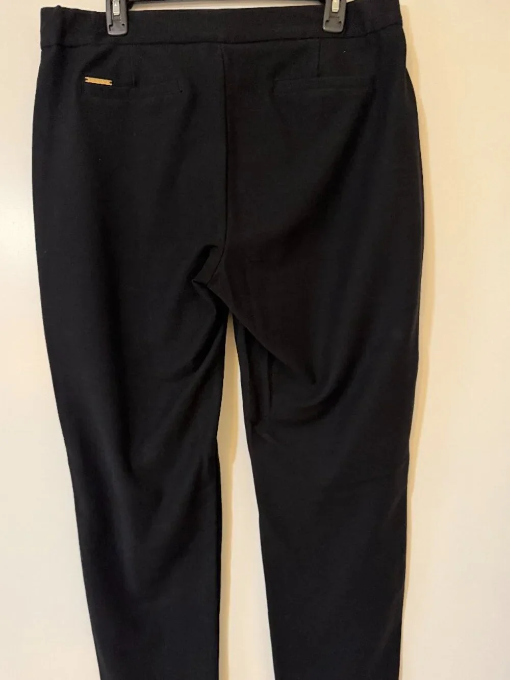 Michael Kors Women’s Black Ankle Dress Pants XL Gold MK Button Pull-On Straight